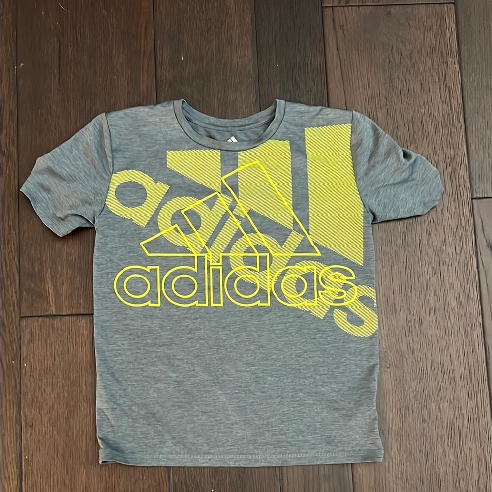 Adidas Gray and Yellow Short Sleeve Tee